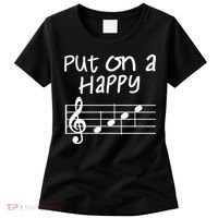 Musical Notes Put On A Happy Face Cute Music Loving Women's T-Shirt thumb 0