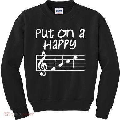 Musical Notes Put On A Happy Face Cute Music Loving Kids Sweatshirt
