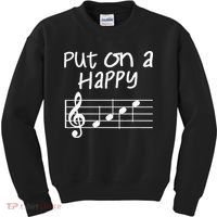 Musical Notes Put On A Happy Face Cute Music Loving Kids Sweatshirt thumb 0
