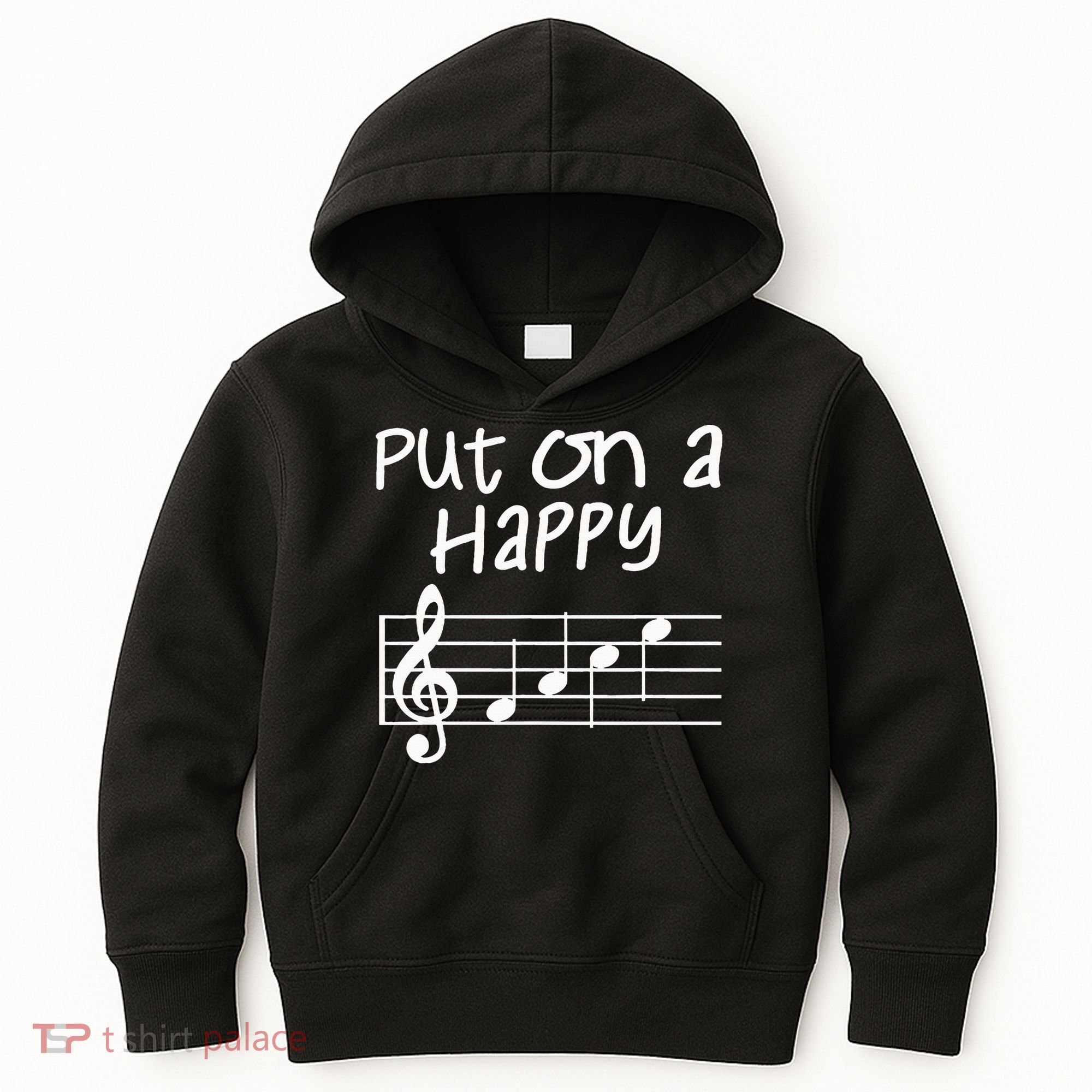 Musical Notes Put On A Happy Face Cute Music Loving Kids Hoodie