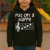 Musical Notes Put On A Happy Face Cute Music Loving Kids Hoodie thumb 3