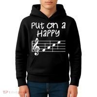 Musical Notes Put On A Happy Face Cute Music Loving Kids Hoodie thumb 4