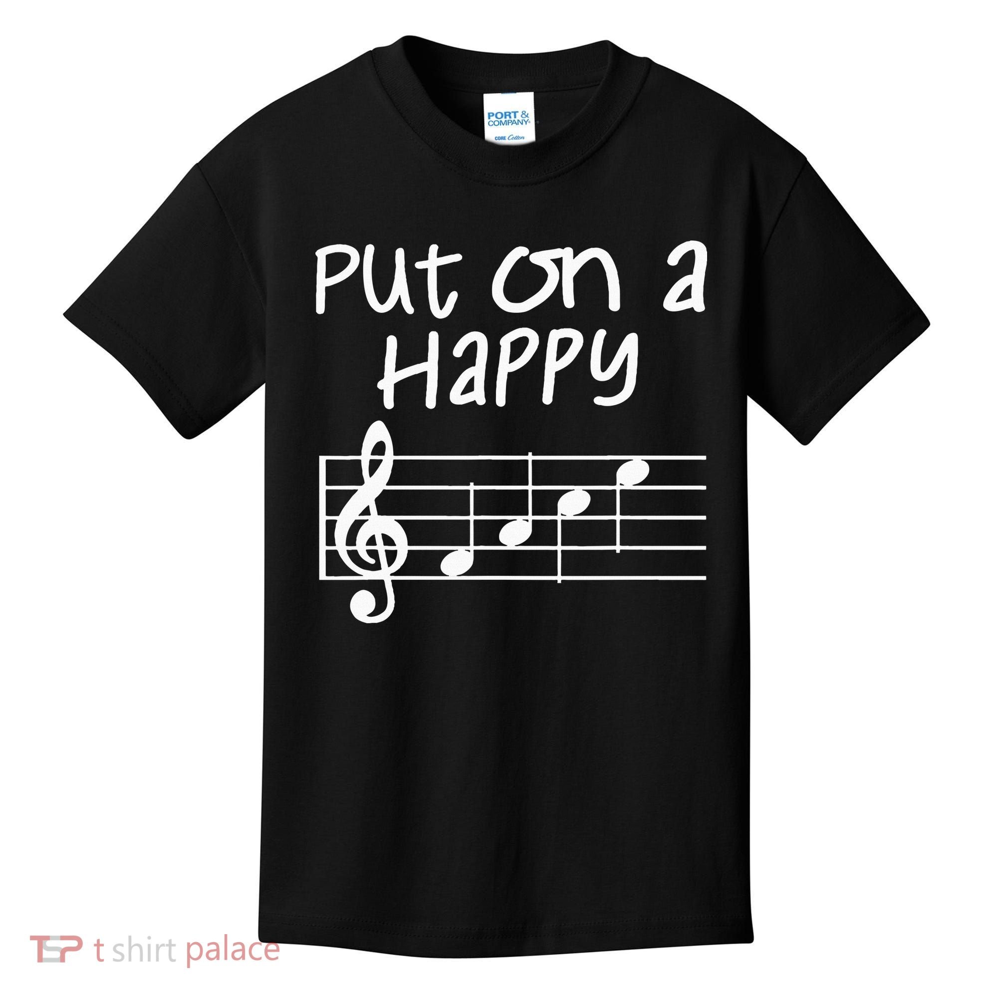 Musical Notes Put On A Happy Face Cute Music Loving Kids T-Shirt
