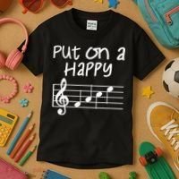 Musical Notes Put On A Happy Face Cute Music Loving Kids T-Shirt thumb 3