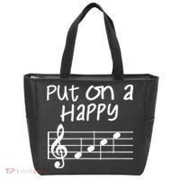 Musical Notes Put On A Happy Face Cute Music Loving Tote Bag thumb 0