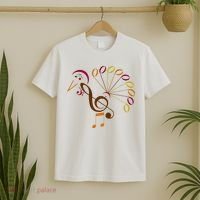 Music Note Symbol Turkey Music Teacher Thanksgiving Musician T-Shirt thumb 2