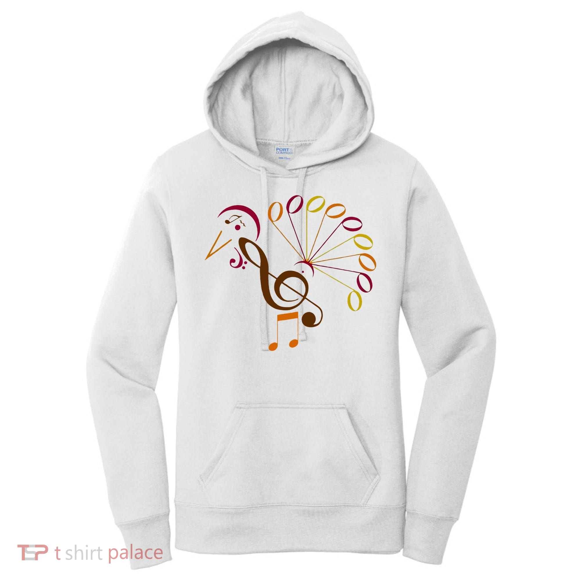 Music Note Symbol Turkey Music Teacher Thanksgiving Musician Women's Hoodie
