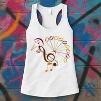 Music Note Symbol Turkey Music Teacher Thanksgiving Musician Women's Tank Top thumb 3