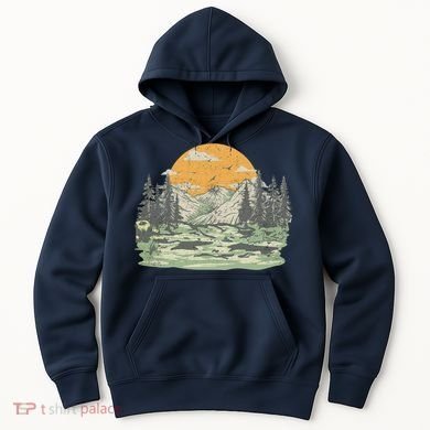 Mountain Nature Sunset Vintage Hoodie