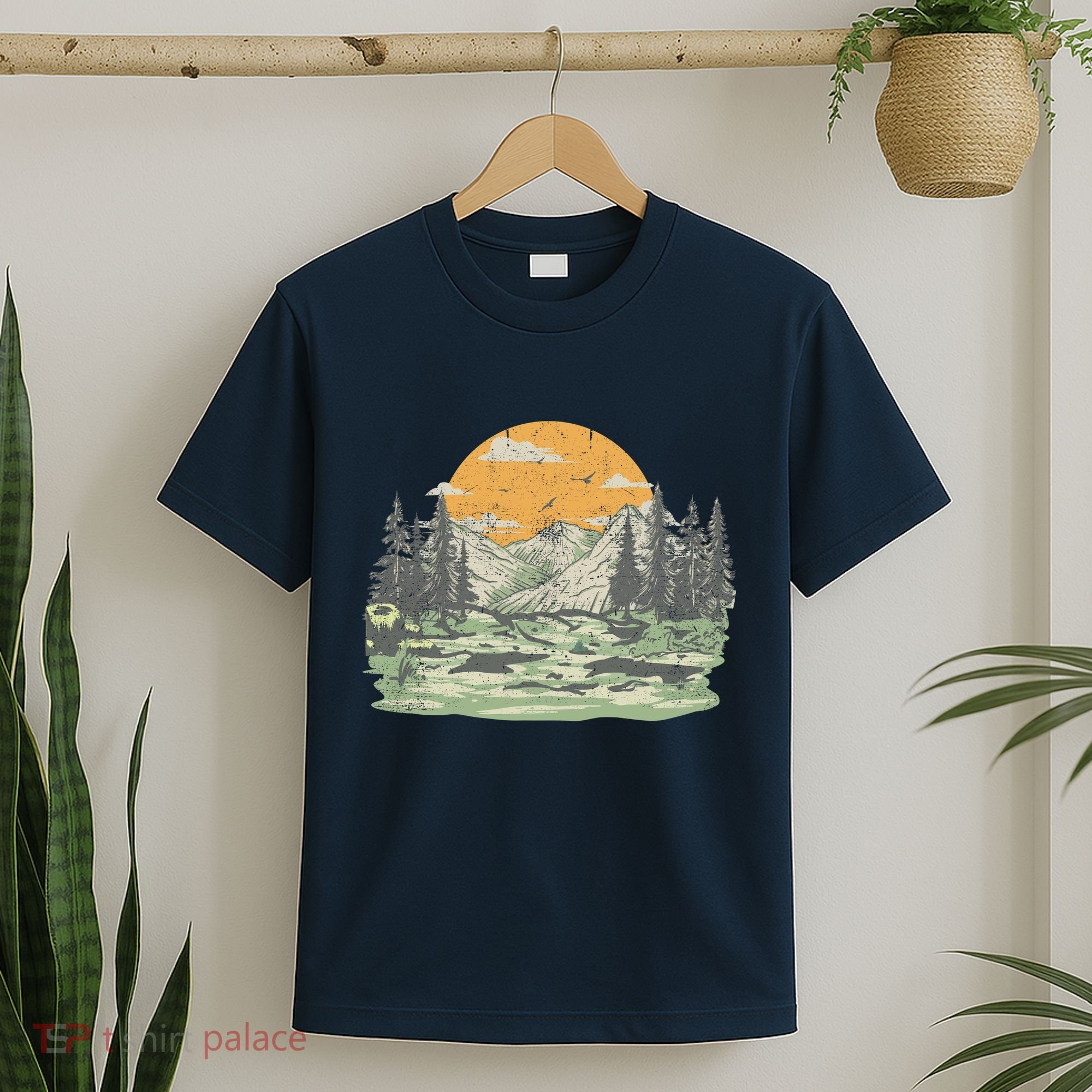 Mountain Nature Sunset Vintage T-Shirt