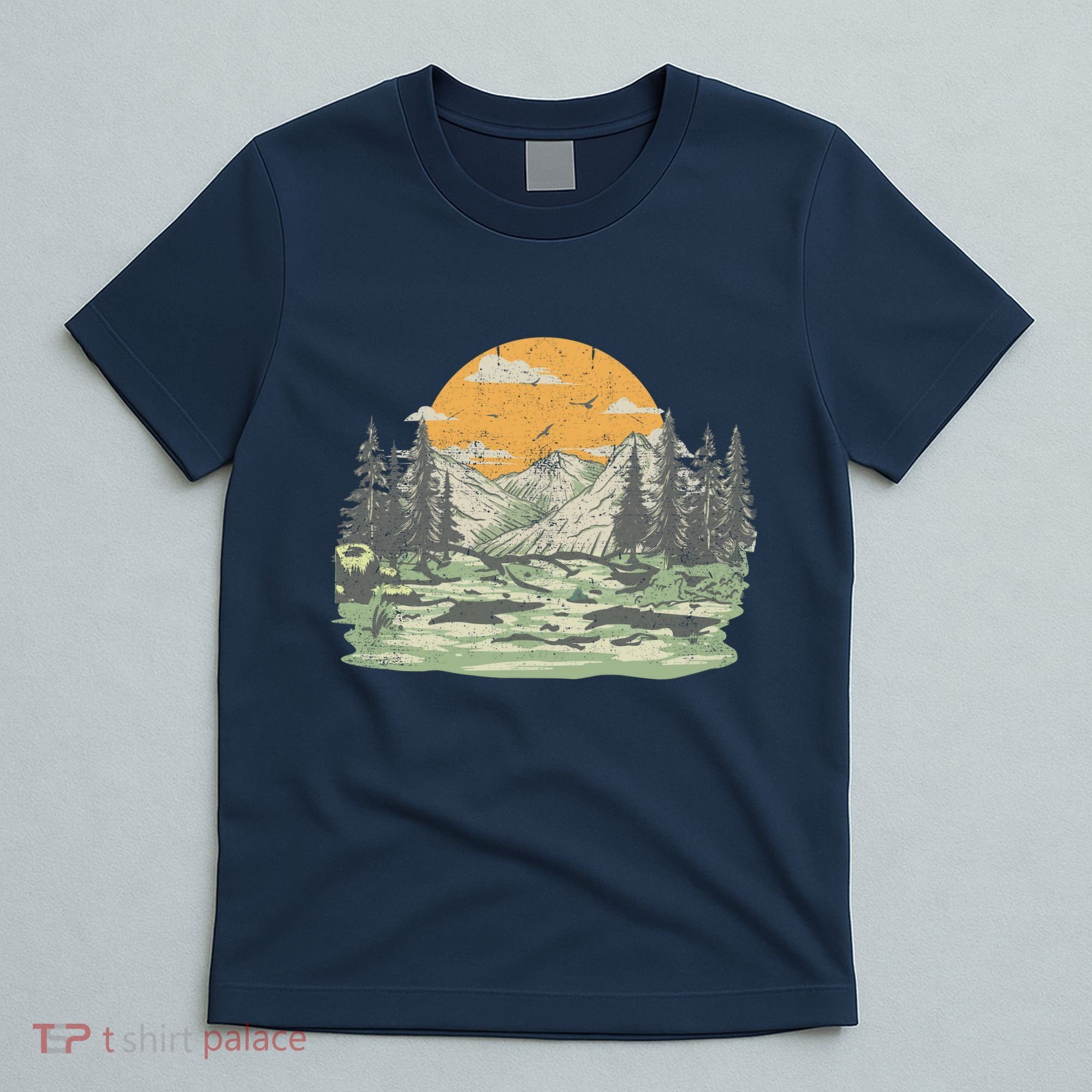 Mountain Nature Sunset Vintage T-Shirt