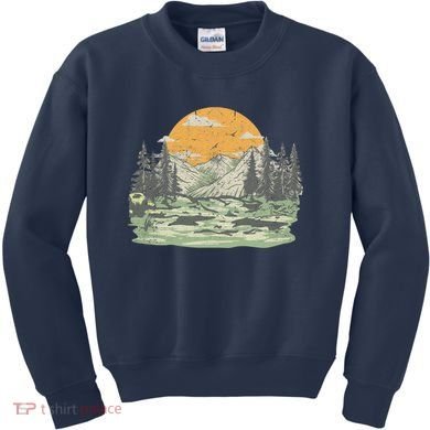 Mountain Nature Sunset Vintage Kids Sweatshirt
