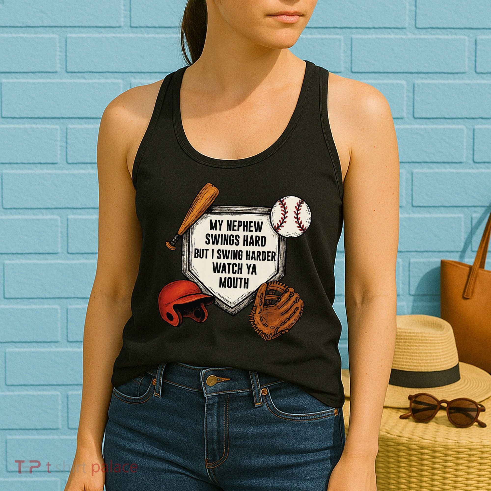 My Nephew Swings Hard But I Swing Hard Watch Ya Mouth Gift Women's Tank Top