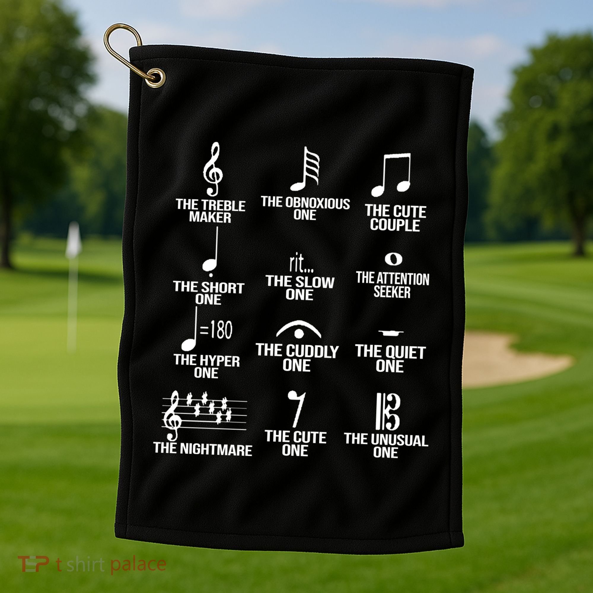 Musical Notes Symbol Humor Funny Golf Towel