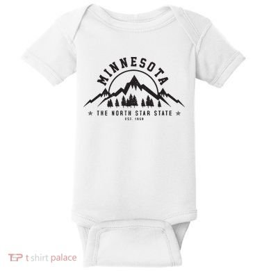 Minnesota North Star State Est 1858 Vintage Mountains Gift Baby Bodysuit