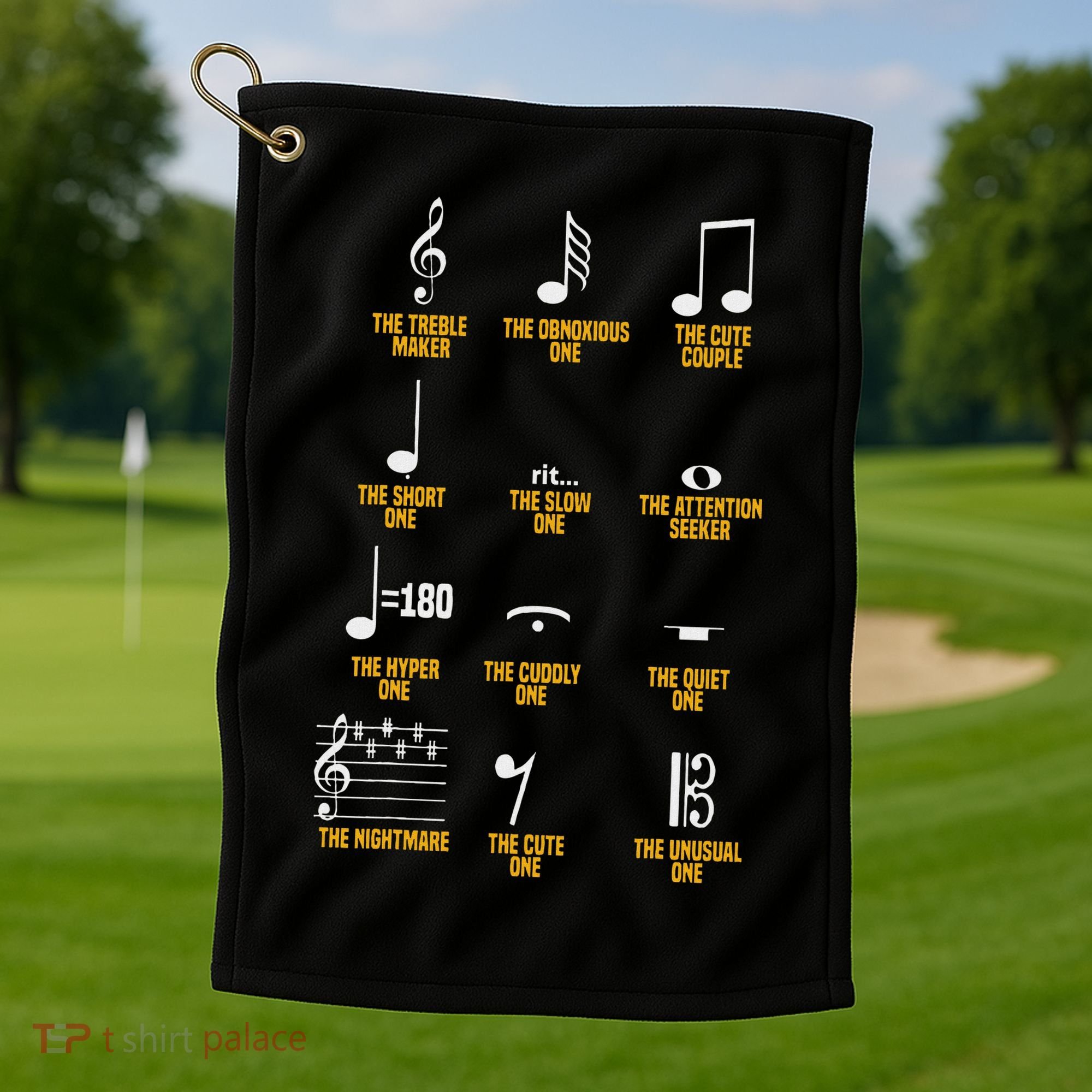 Musical Notes Symbol Definition Humor Musician Golf Towel