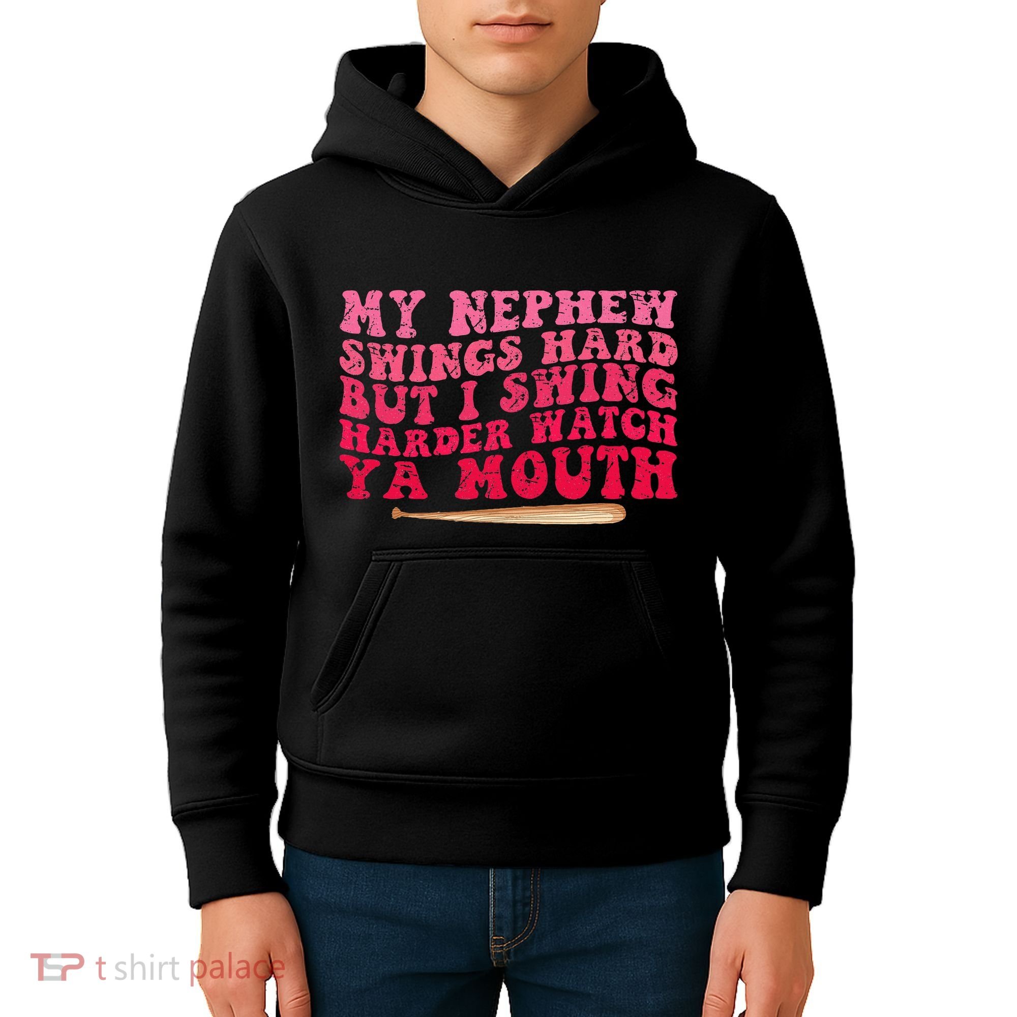 My Nephew Swings Hard But I Swing Kids Hoodie