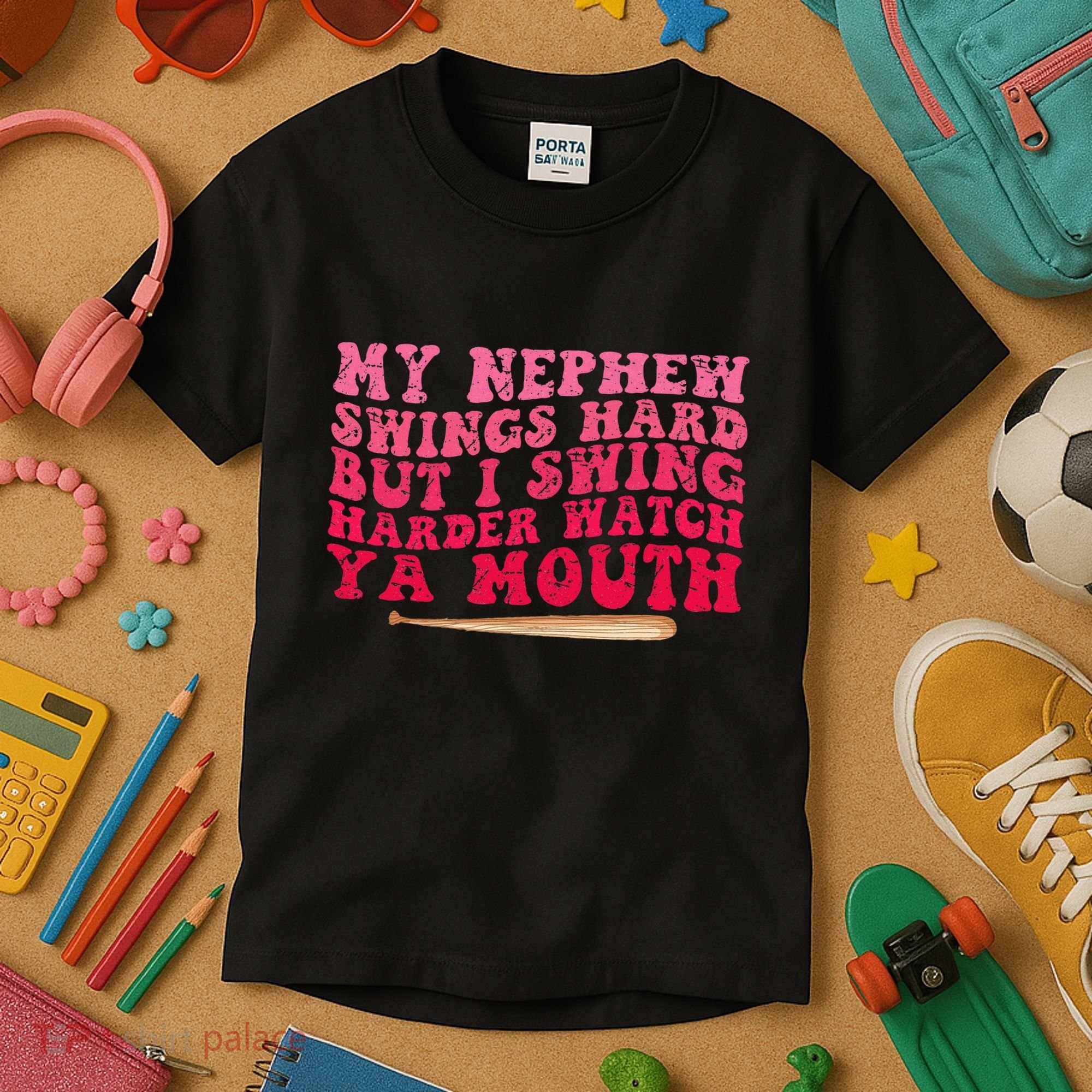 My Nephew Swings Hard But I Swing Kids T-Shirt
