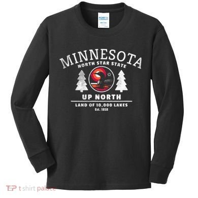 Minnesota North Star State Up North With Loon Kids Long Sleeve Shirt