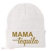 Mama Needs Tequila Funny Gift For Mom Beanie thumb 0