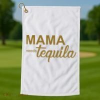 Mama Needs Tequila Funny Gift For Mom Golf Towel thumb 1