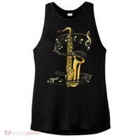 Music Notes Treble Clef Saxophonist Jazz Musician Saxophone Ladies PosiCharge Tri-Blend Wicking Tank thumb 0