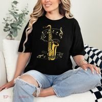 Music Notes Treble Clef Saxophonist Jazz Musician Saxophone Comfort Colors T-Shirt thumb 2