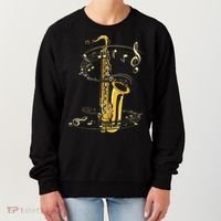 Music Notes Treble Clef Saxophonist Jazz Musician Saxophone Women's Sweatshirt thumb 0