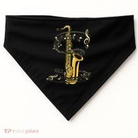 Music Notes Treble Clef Saxophonist Jazz Musician Saxophone USA-Made Doggie Bandana thumb 0
