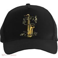 Music Notes Treble Clef Saxophonist Jazz Musician Saxophone Five-Panel Snapback Cap thumb 0