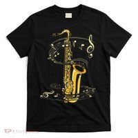 Music Notes Treble Clef Saxophonist Jazz Musician Saxophone T-Shirt thumb 0