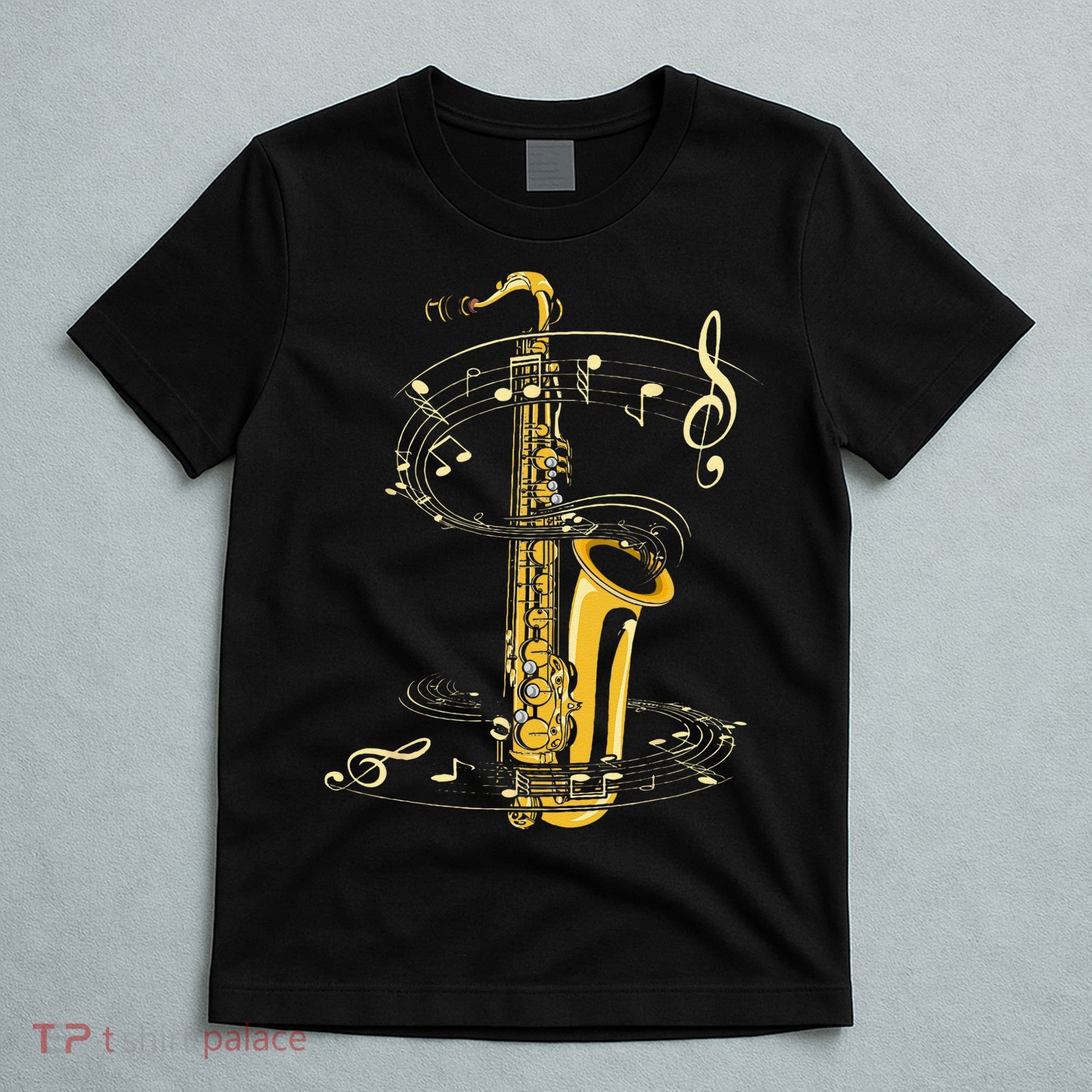 Music Notes Treble Clef Saxophonist Jazz Musician Saxophone T-Shirt