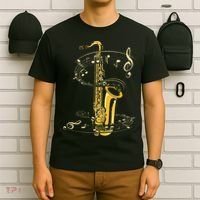 Music Notes Treble Clef Saxophonist Jazz Musician Saxophone T-Shirt thumb 6