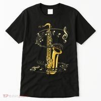 Music Notes Treble Clef Saxophonist Jazz Musician Saxophone Tall T-Shirt thumb 0