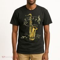 Music Notes Treble Clef Saxophonist Jazz Musician Saxophone Tall T-Shirt thumb 2