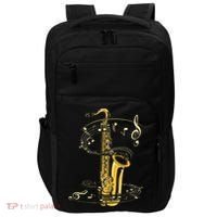Music Notes Treble Clef Saxophonist Jazz Musician Saxophone Impact Tech Backpack thumb 0