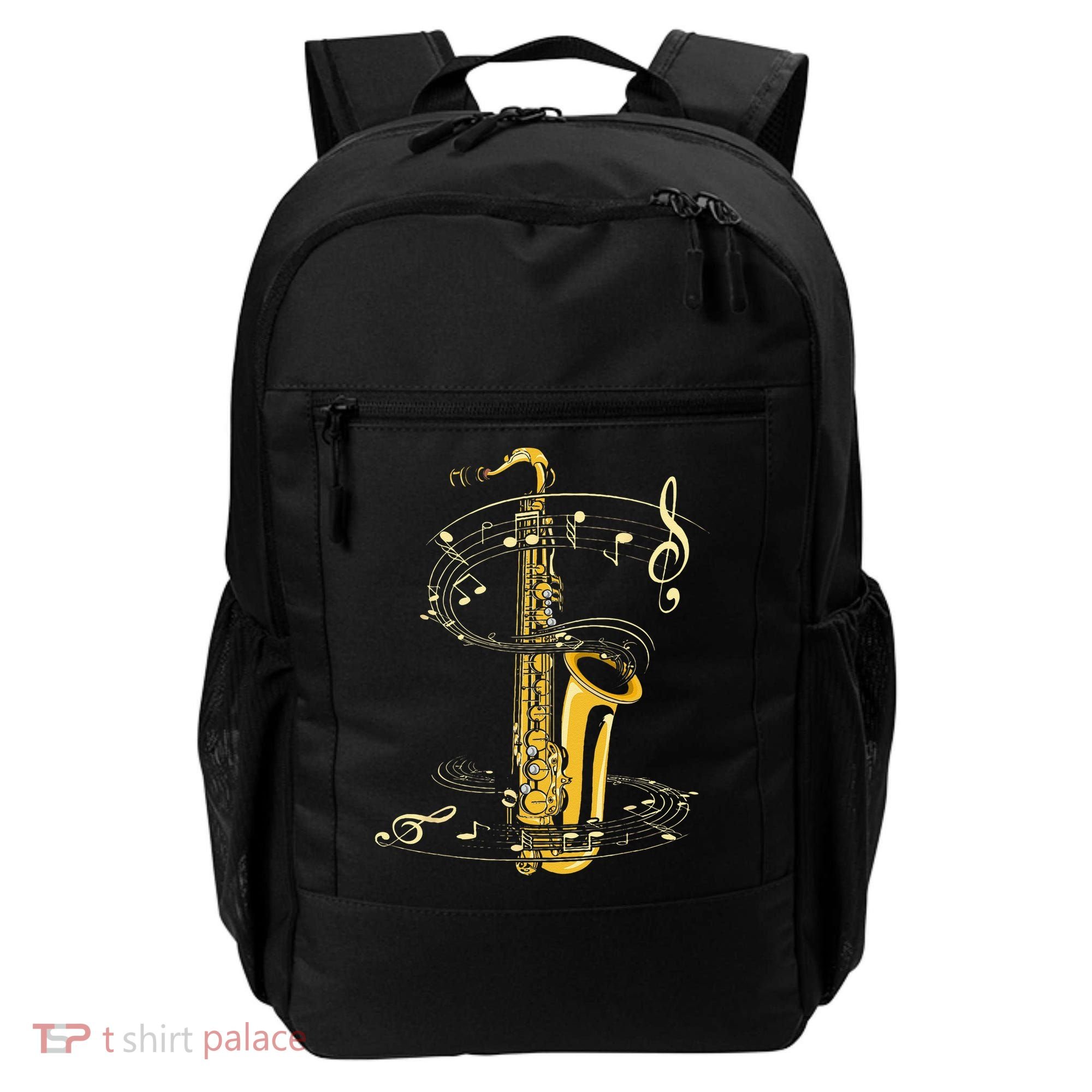 Music Notes Treble Clef Saxophonist Jazz Musician Saxophone Backpack