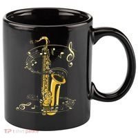 Music Notes Treble Clef Saxophonist Jazz Musician Saxophone 11oz C Handle Ceramic Mug thumb 0