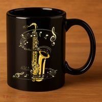 Music Notes Treble Clef Saxophonist Jazz Musician Saxophone 11oz C Handle Ceramic Mug thumb 3