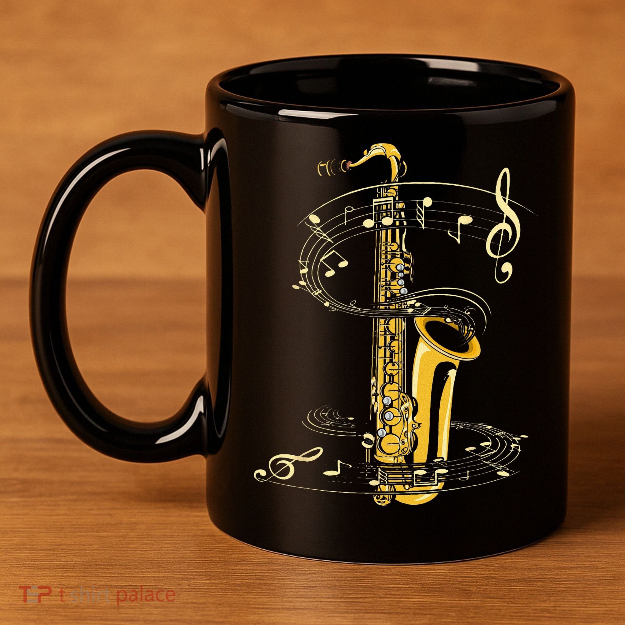 Music Notes Treble Clef Saxophonist Jazz Musician Saxophone 11oz C Handle Ceramic Mug