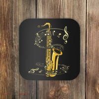 Music Notes Treble Clef Saxophonist Jazz Musician Saxophone Coaster thumb 0