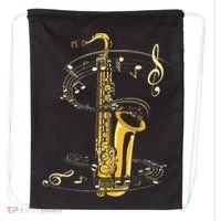 Music Notes Treble Clef Saxophonist Jazz Musician Saxophone Drawstring Bag thumb 0