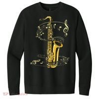 Music Notes Treble Clef Saxophonist Jazz Musician Saxophone V.I.T. Fleece Crew Sweatshirt thumb 0