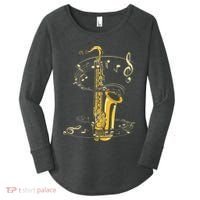 Music Notes Treble Clef Saxophonist Jazz Musician Saxophone Women's Perfect Tri Tunic Long Sleeve Shirt thumb 0