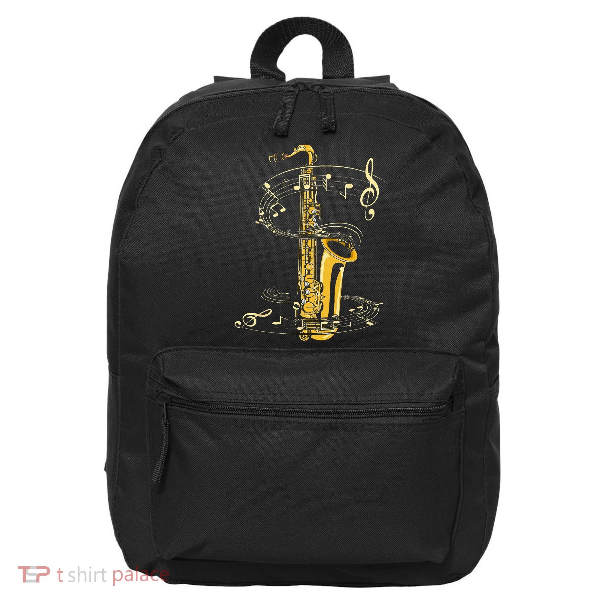 Music Notes Treble Clef Saxophonist Jazz Musician Saxophone 16 in Basic Backpack
