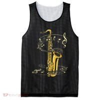 Music Notes Treble Clef Saxophonist Jazz Musician Saxophone Mesh Reversible Basketball Jersey Tank thumb 0