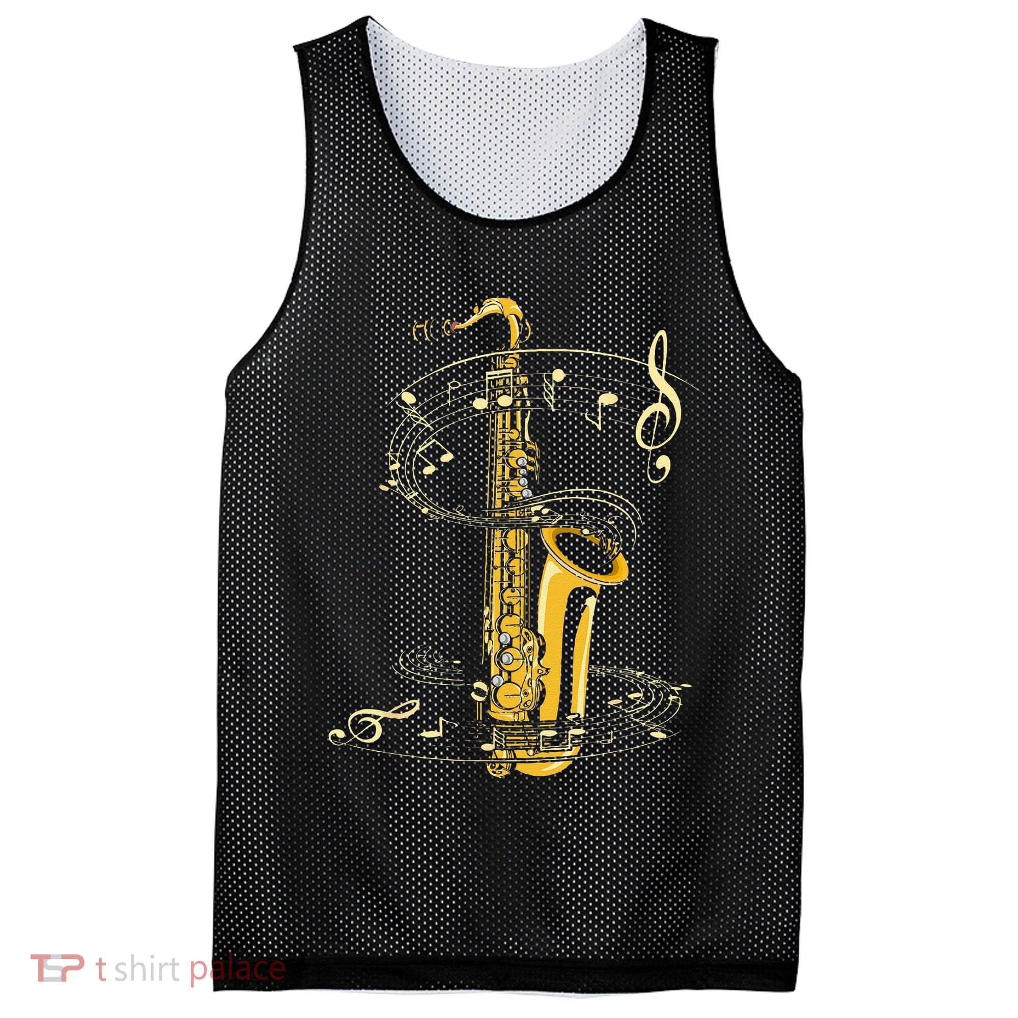 Music Notes Treble Clef Saxophonist Jazz Musician Saxophone Mesh Reversible Basketball Jersey Tank