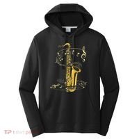 Music Notes Treble Clef Saxophonist Jazz Musician Saxophone Performance Fleece Hoodie thumb 0