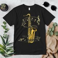 Music Notes Treble Clef Saxophonist Jazz Musician Saxophone Premium T-Shirt thumb 2
