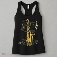 Music Notes Treble Clef Saxophonist Jazz Musician Saxophone Women's Tank Top thumb 3